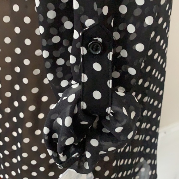 NWT INC Polka Dot Black White Contrast sheer blouse XXL - Picture 6 of 13